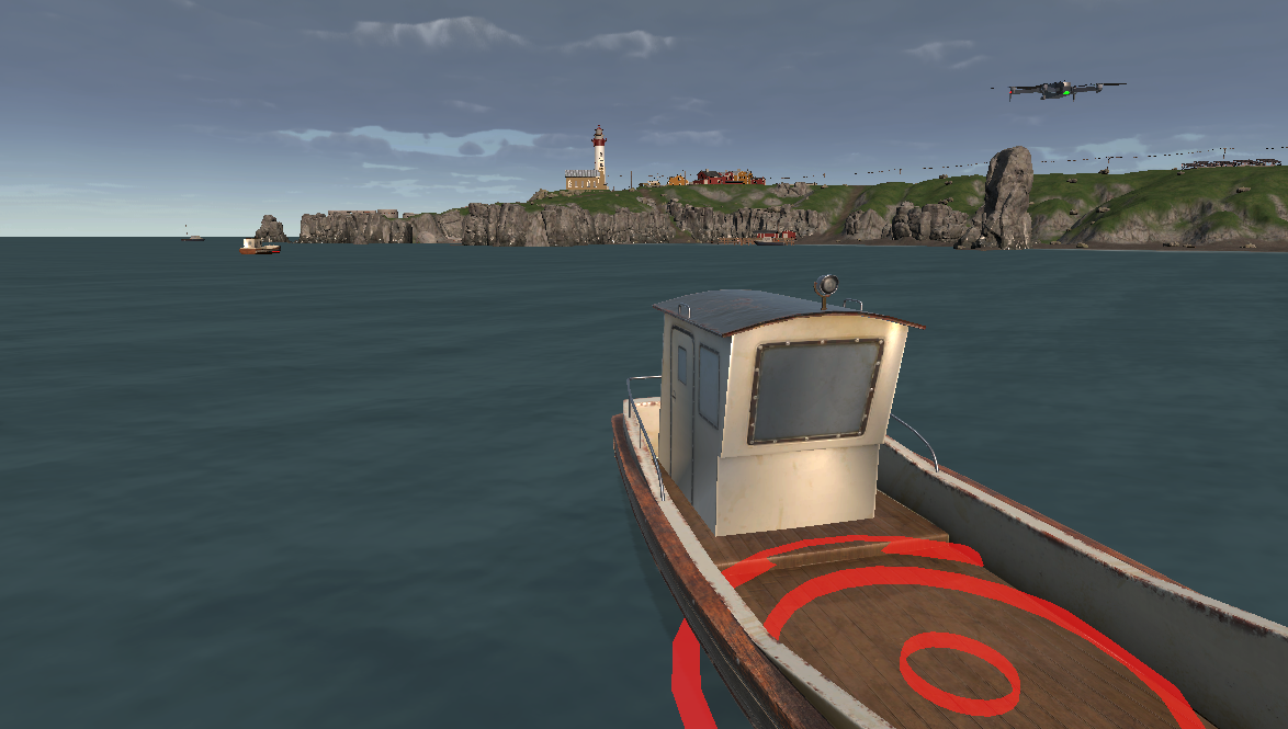 Boat landing scenario in Island for outdoor logistics and field flight training