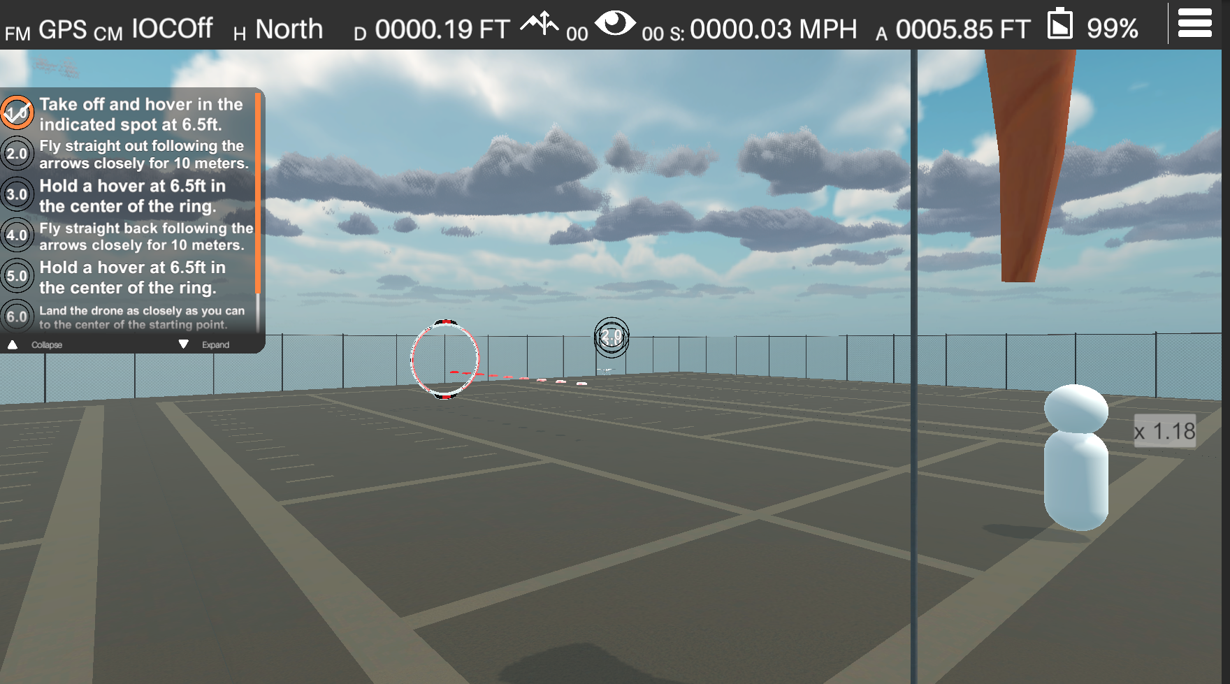 Flight path practice scenario for structured flight patterns