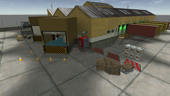 Warehouse training scenario for indoor drone navigation